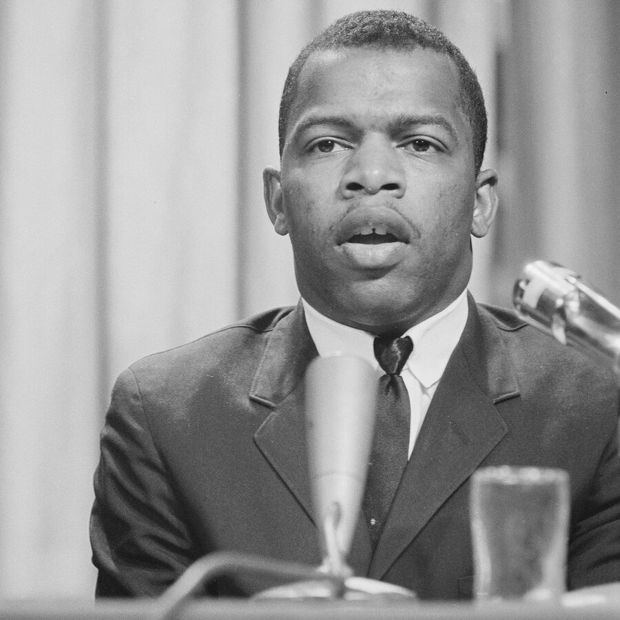 Civil rights leader speaking to the nation